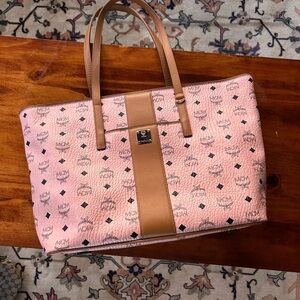 MCM Visetos Coated Canvas Anya Medium Shopper Tote